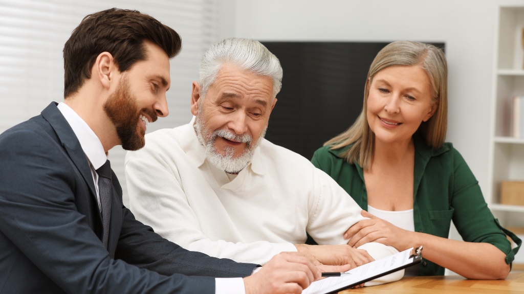 lawyer consulting senior couple