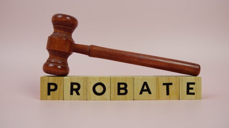 Gavel and probate word from wooden blocks