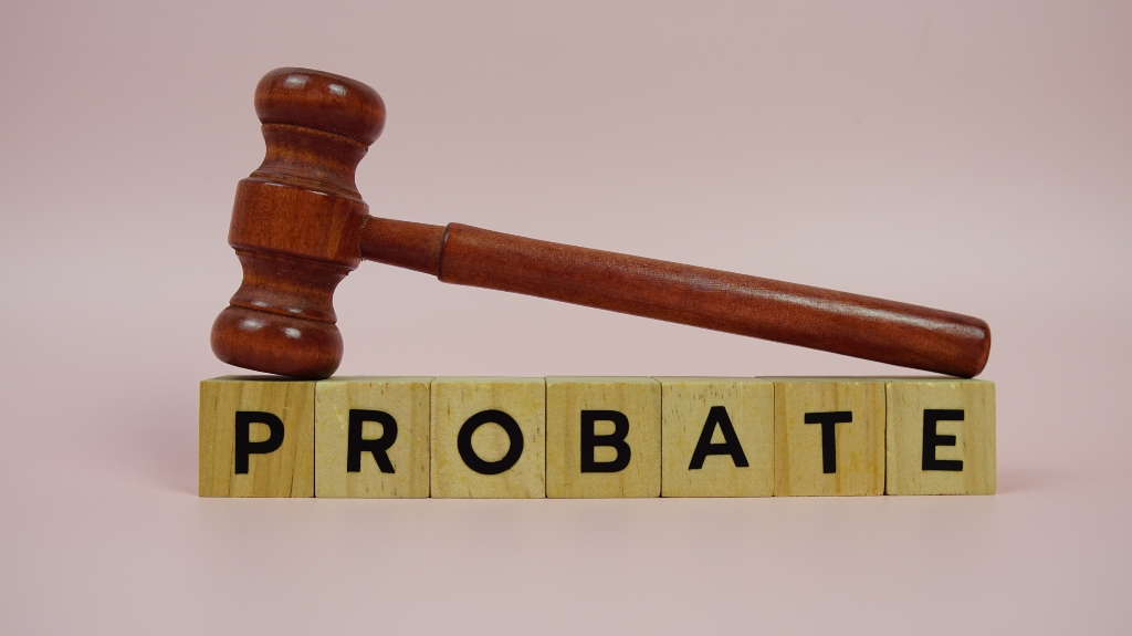 Gavel and probate word from wooden blocks