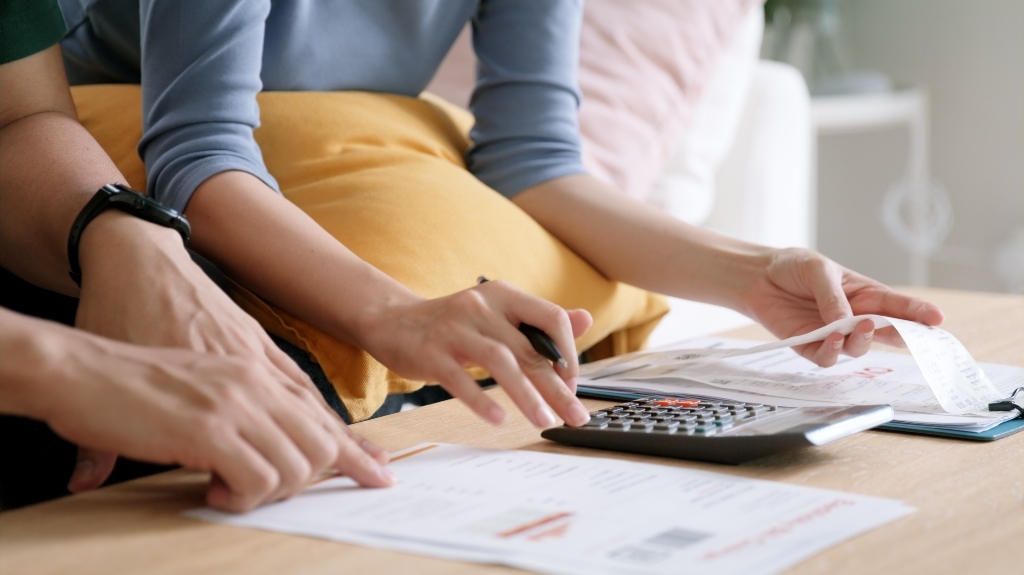 woman calculating taxes