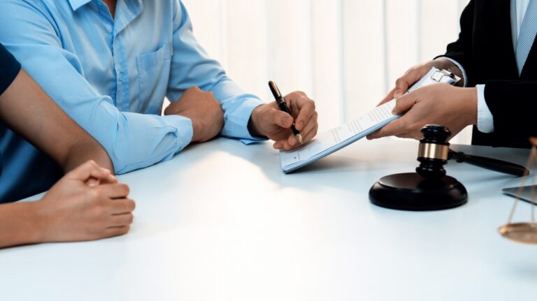 Lawyer is consulting clients