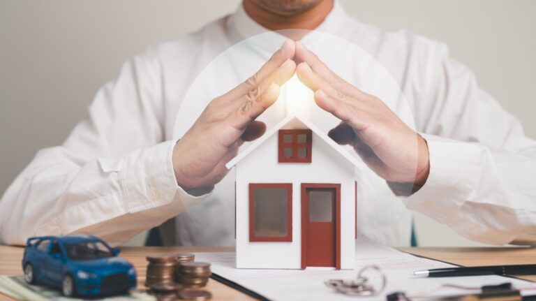 Businessman protecting his assets